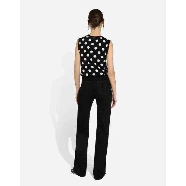 Dolce & Gabbana Silk and wool tank top with polka-dot inlay, view 3