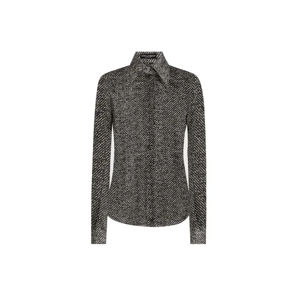 Silk chiffon shirt with bouclé print