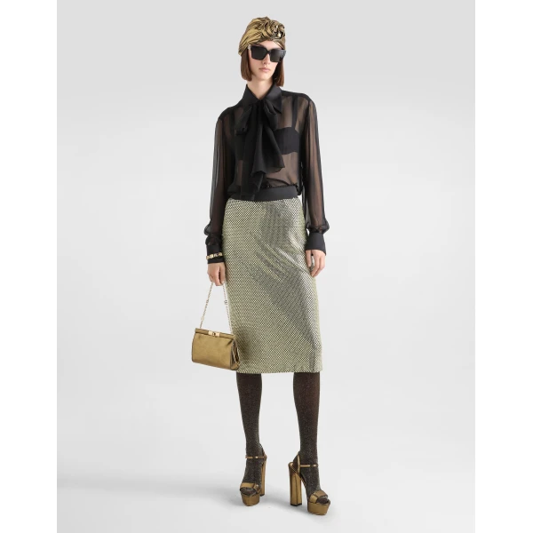 Dolce & Gabbana Silk chiffon shirt with pussy-bow, view 2