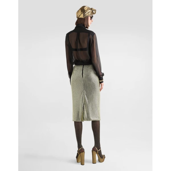 Dolce & Gabbana Silk chiffon shirt with pussy-bow, view 3
