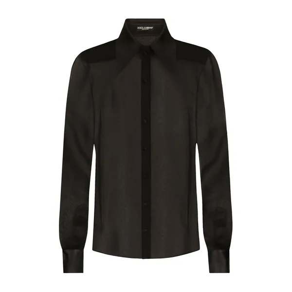Silk chiffon shirt with satin details