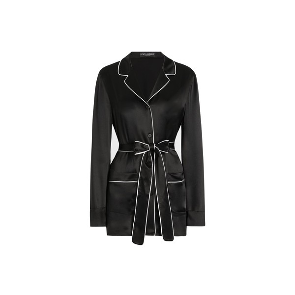 Dolce & Gabbana Silk pajama shirt with contrasting piping