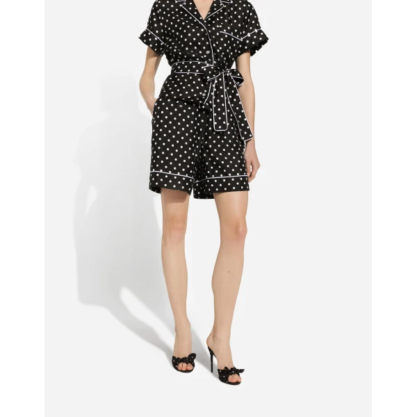 Dolce & Gabbana Silk pajama shorts with polka-dot print, view 5