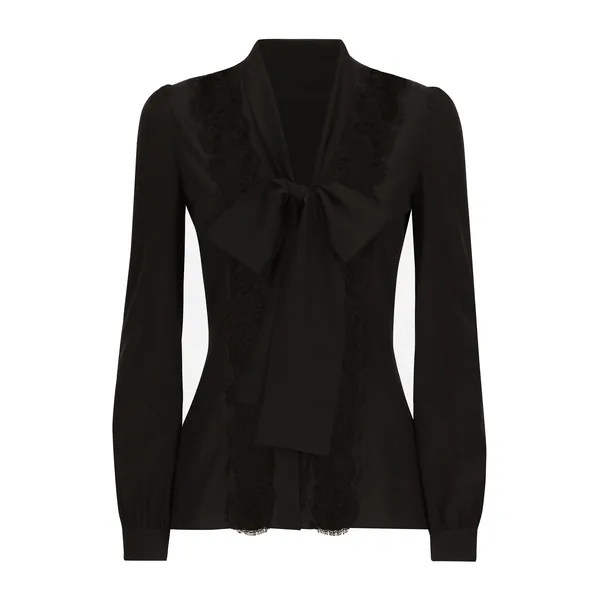 Silk shirt with lace inlay