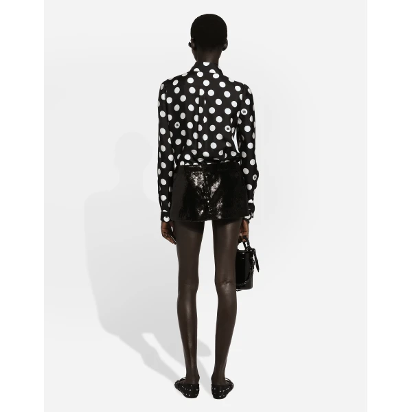 Dolce & Gabbana Silk twill shirt with polka-dot print, view 3