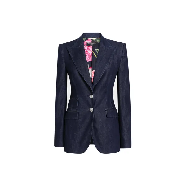 Dolce & Gabbana Single-breasted denim and silk Turlington jacket