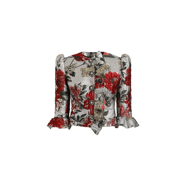 Dolce & Gabbana Single-breasted floral jacket with ruffles