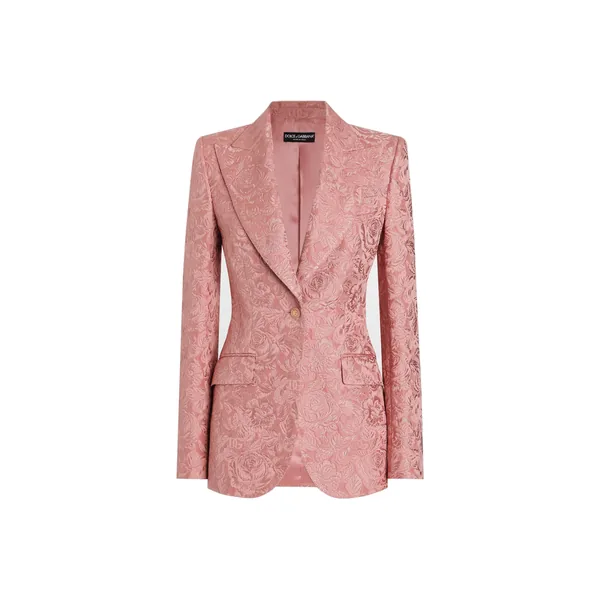 Single-breasted floral quilted jacquard Turlington jacket