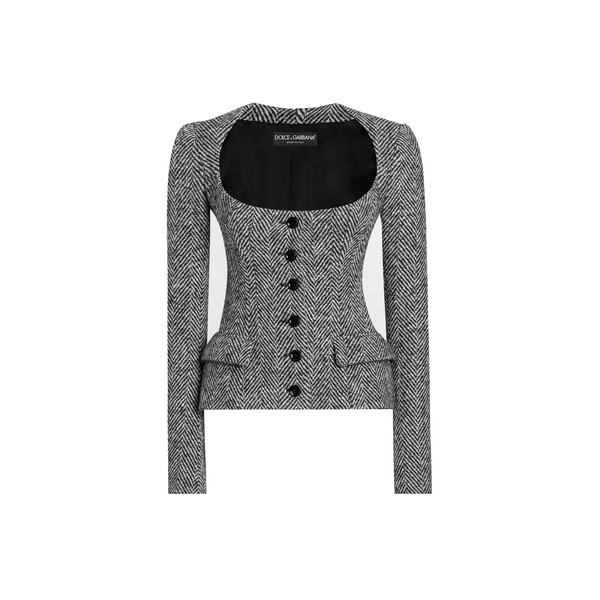 Dolce & Gabbana Single-breasted jacket in wool chevron