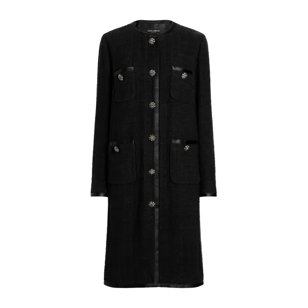 Single-breasted raschel tweed coat