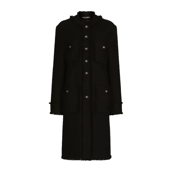 Single-breasted tweed coat