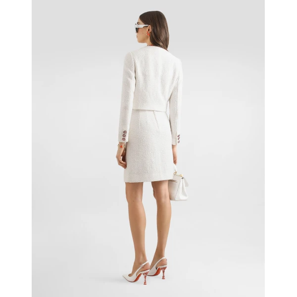 Dolce & Gabbana Single-breasted tweed jacket with jewel buttons, view 3