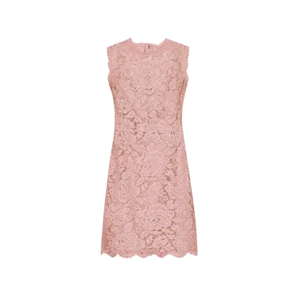 Dolce & Gabbana Sleeveless floral lace A-line dress with DG logo