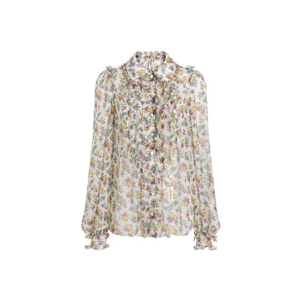 Small floral-print chiffon shirt