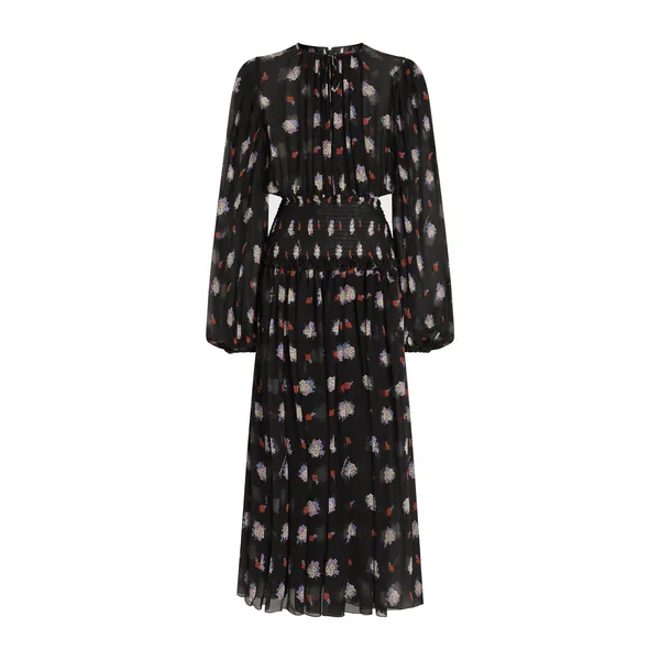 Small floral-print long chiffon dress