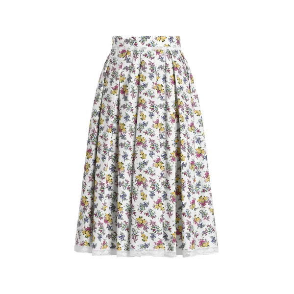 Small floral-print poplin skirt