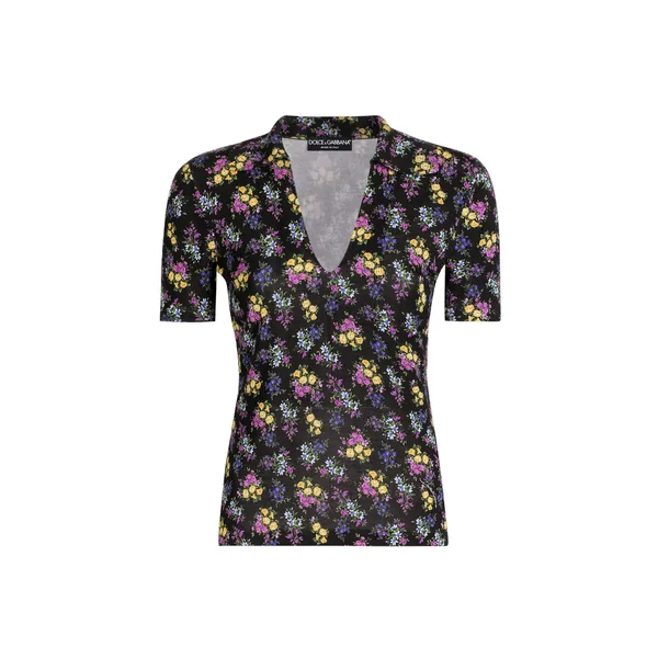 Dolce & Gabbana Small floral-print silk pullover Top