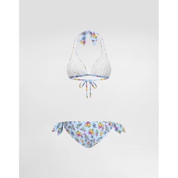 Dolce & Gabbana Small floral-print sliding triangle bikini, view 2