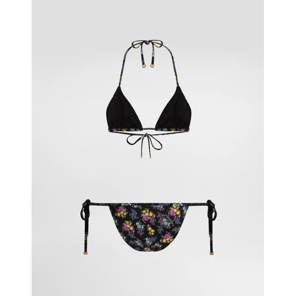 Dolce & Gabbana Small floral-print triangle bikini, view 3