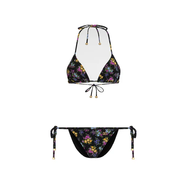Dolce & Gabbana Small floral-print triangle bikini
