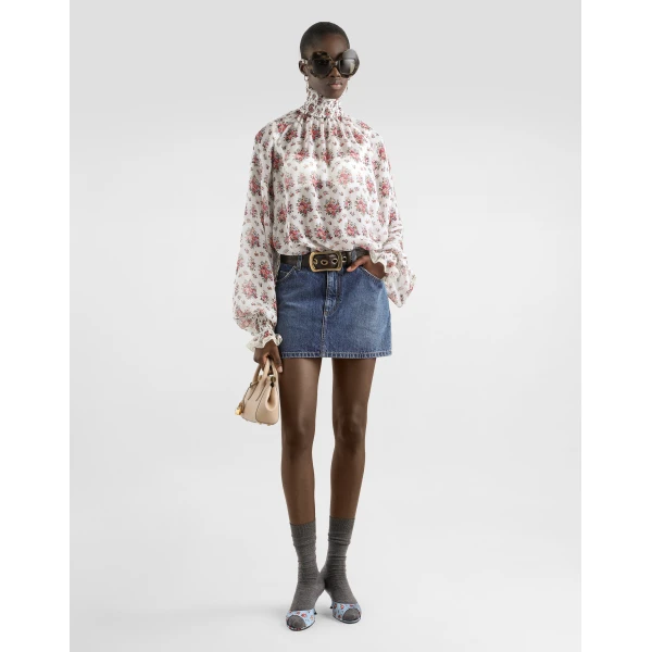 Dolce & Gabbana Small flower bouquets-print chiffon top, view 2