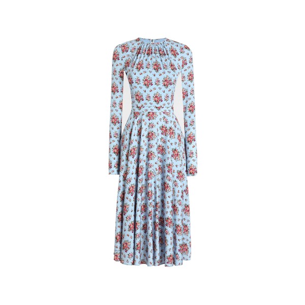 Dolce & Gabbana Small flower bouquets-print long charmeuse dress