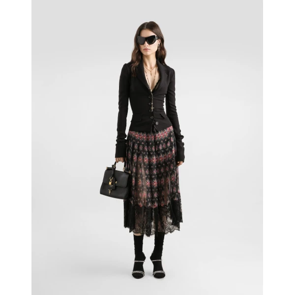 Dolce & Gabbana Small flower bouquets-print pleated chiffon skirt, view 2