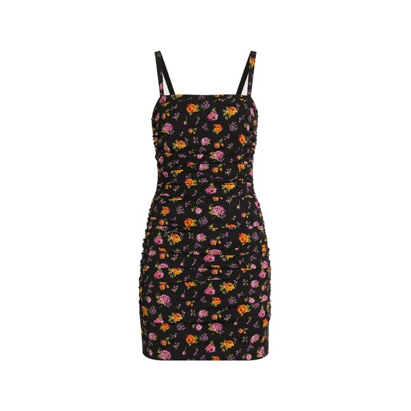 Dolce & Gabbana Small rose bouquets-print draped charmeuse dress