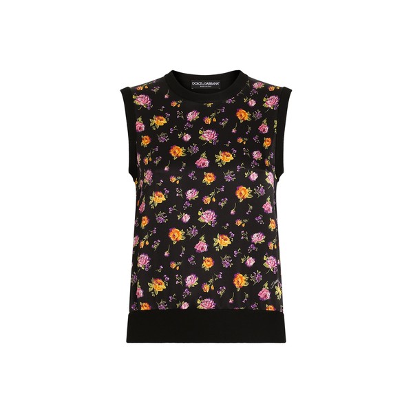 Dolce & Gabbana Small rose bouquets-print silk tank top