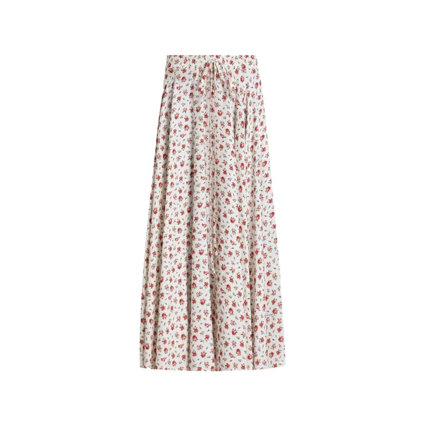 Small rose-print charmeuse circle skirt