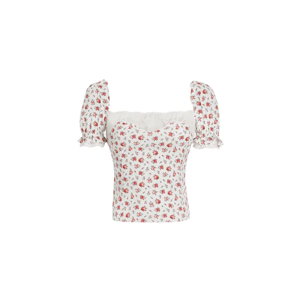 Dolce & Gabbana Small rose-print charmeuse top