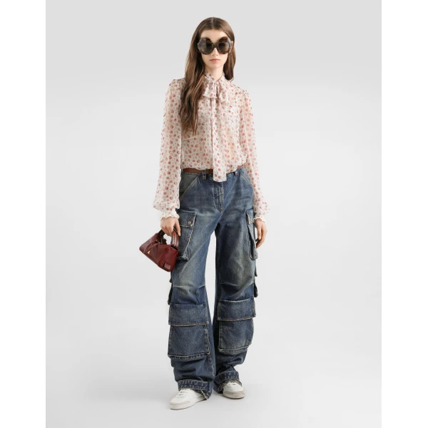 Dolce & Gabbana Small rose-print chiffon top, view 2