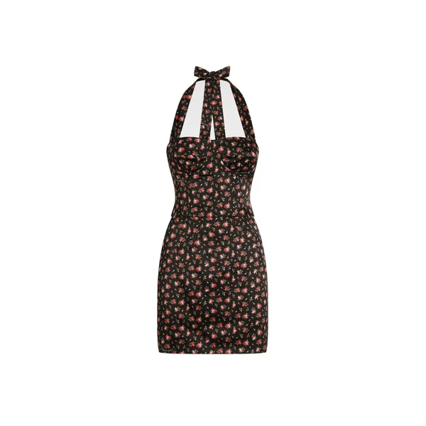 Dolce & Gabbana Small rose-print short satin dress