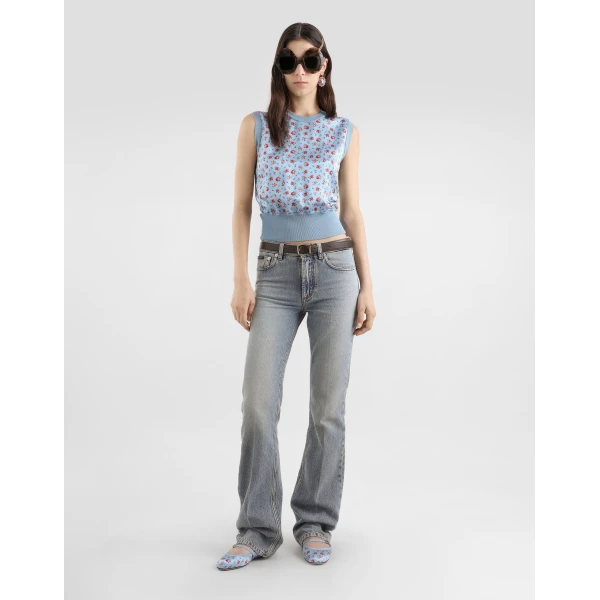 Dolce & Gabbana Small rose-print silk tank top, view 2