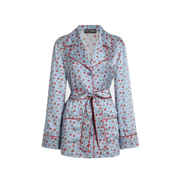 Small rose-print silk vanity shirt