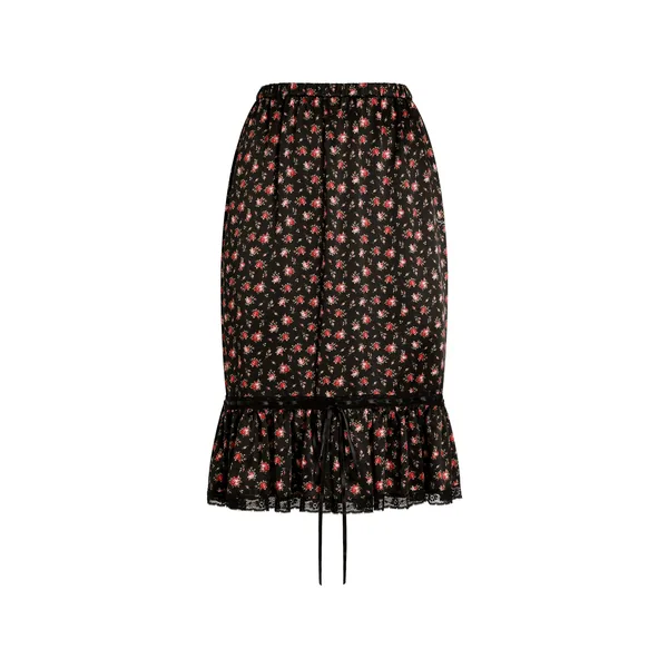 Small rose-print skirt with flounce