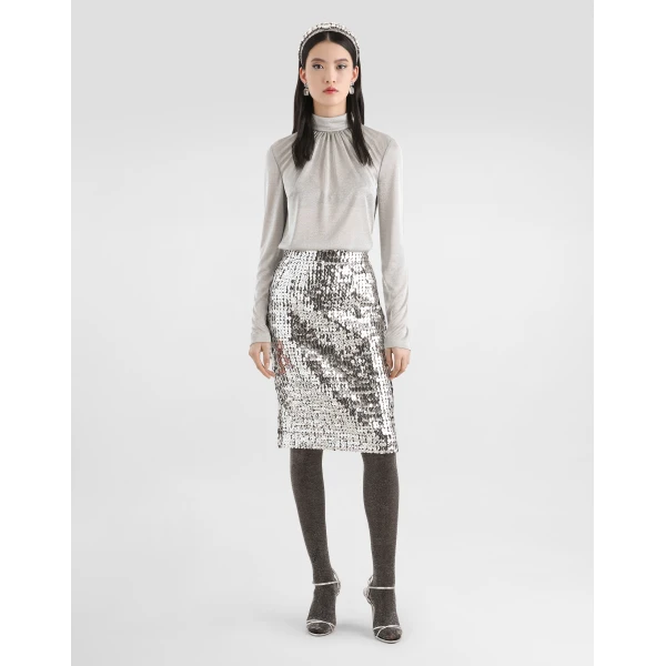 Dolce & Gabbana Straight skirt with sequins, view 2