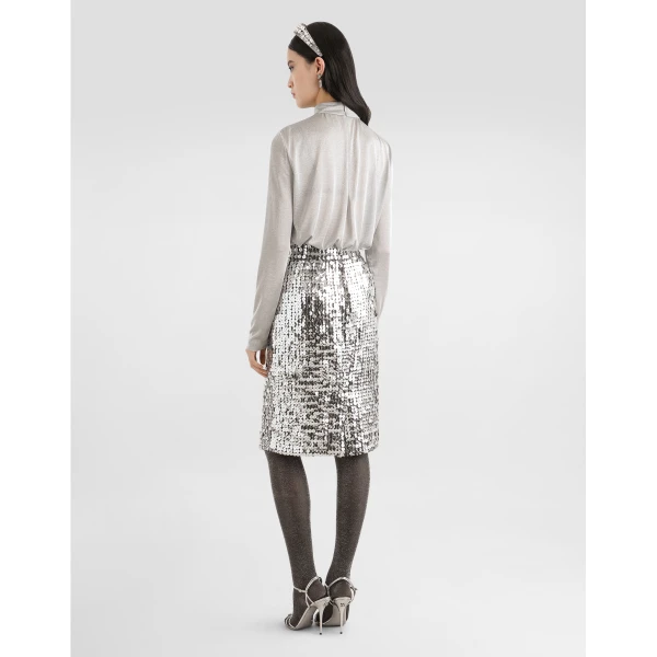 Dolce & Gabbana Straight skirt with sequins, view 3