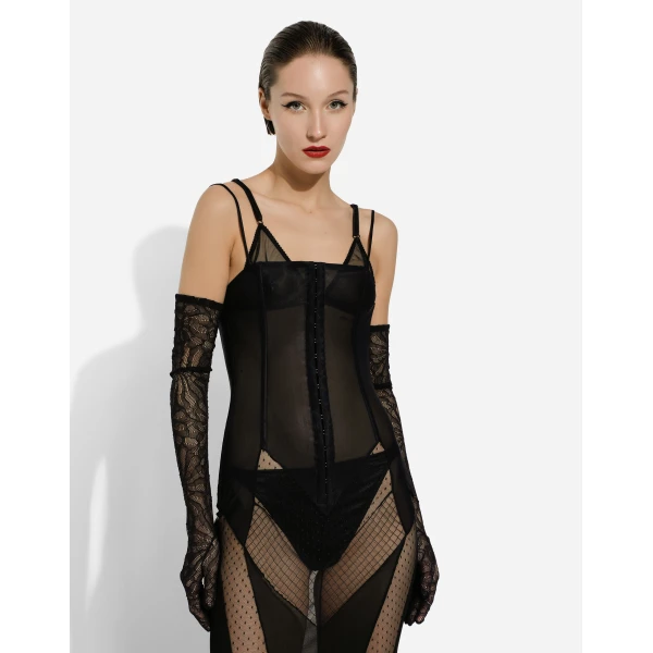 Dolce & Gabbana Strapless lace patchwork dress, view 5