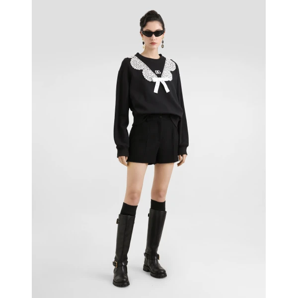 Dolce & Gabbana Sweatshirt with macramé and bow Top, view 2