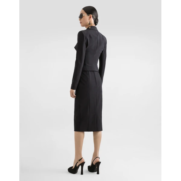 Dolce & Gabbana Technical cady calf-length pencil skirt, view 3
