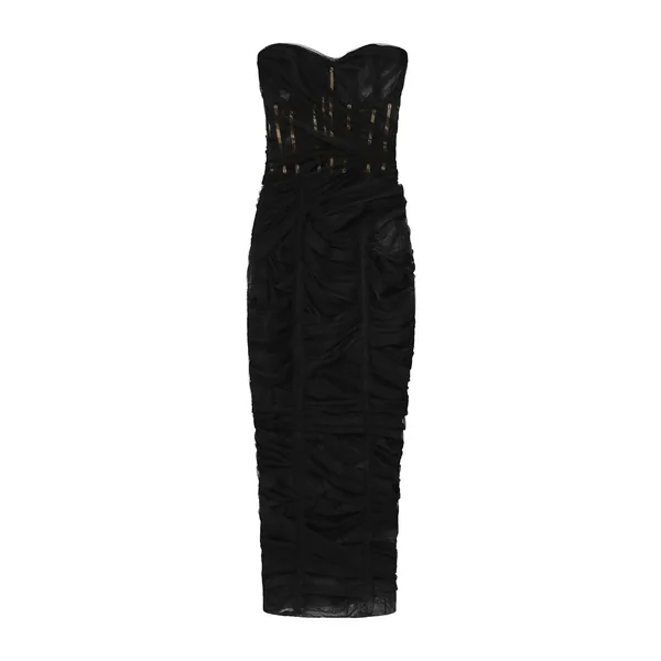 Dolce & Gabbana Tulle calf-length corset dress with draping
