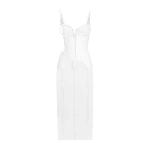 Tulle calf-length dress with corset details