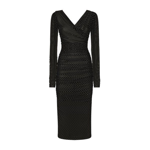 Dolce & Gabbana Tulle calf-length dress with draping and polka-dot print