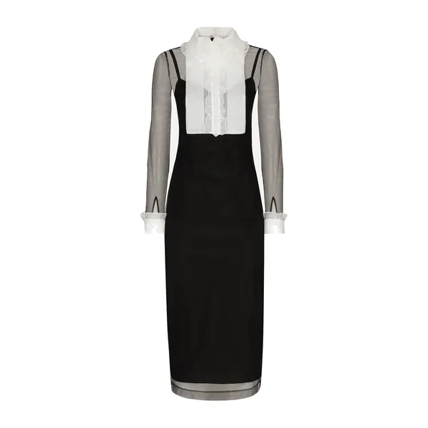 Dolce & Gabbana Tulle calf-length dress with organza shirt front