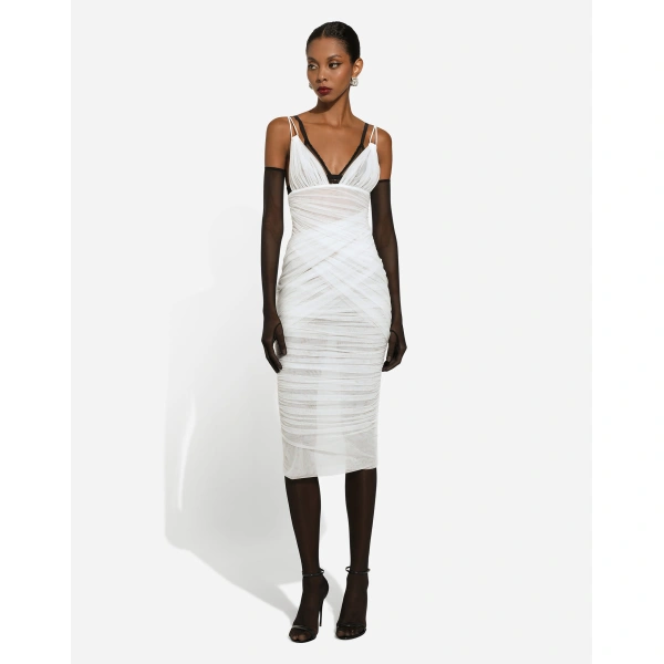 Dolce & Gabbana Tulle draped calf-length dress, view 3