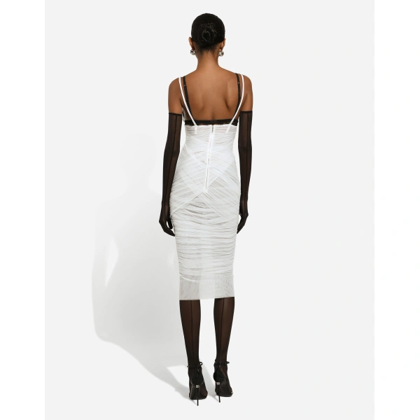 Dolce & Gabbana Tulle draped calf-length dress, view 4