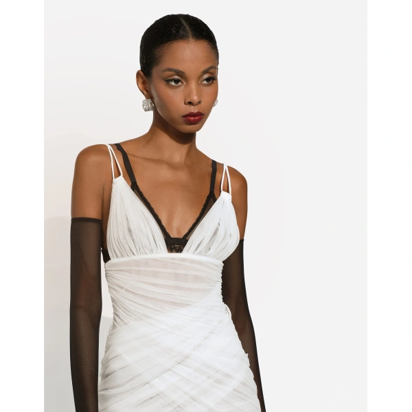 Dolce & Gabbana Tulle draped calf-length dress, view 5