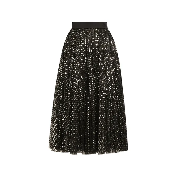 Dolce & Gabbana Tulle midi circle skirt with micro-sequin embroidery