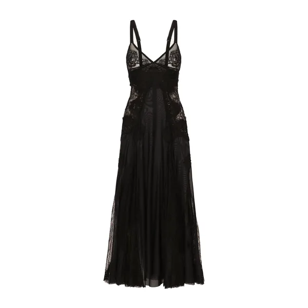 Dolce & Gabbana Tulle midi slip dress with lace inserts